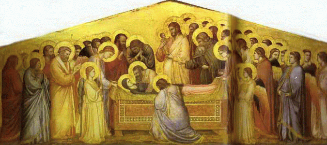 Pin, XIV, Giotto di Bondone, Muerte de la Virgen, M. de Berln, 1310