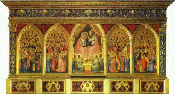 Pin, XIV, Giotto di Bondone, Polptico Baroncelli, Capilla de la Santa Cruz, Florencia, 1334
