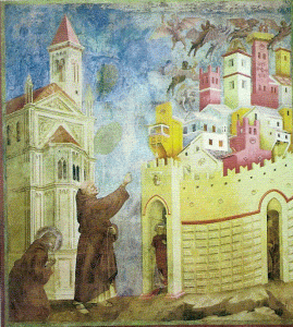 Pin, XIV, Gioto di Bondone, San Francisco de Ass expulsando a los demonios de Arezzp, Baslica de San Francisco, Ass, 1327-1330