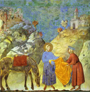 Pin, XIV, Giotto di Bondone, San Francisco dando su capa a un pobre, 1295-1300