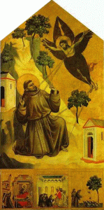 Pin, XIV, Giotto di Bondone, San Francisco recibiendo los estigmas, 1295