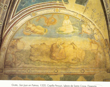 Pin, XIV, Giotto di Bondone, San Juan de Patmos, Capilla Peruzzi, Florencia, 1320