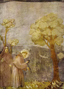 Pin, XIV, Giotto di Bondone, Sermn de los pjaros, 1295-1300