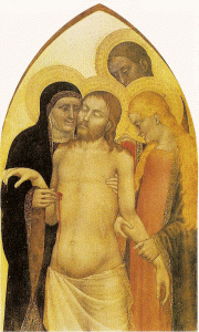Pin, XIV, Giovanni da Milano, La lamentacin, Cristo muerto, Galeria de la Academia, Florencia, 1365