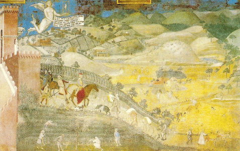 Pin, XIV, Lorenzetti, Pietrp, Vida en el campo, Palacio Pblico, Siena, 1337-1340