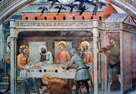 Pin, Milano, Giovanni di, Cena en casa de Lev, Iglesia de Santa Cruz, Floremcia. 1365