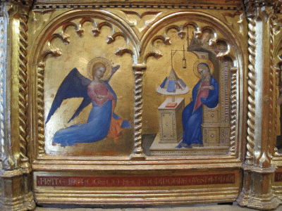 Pin, XIV, Milano, Giovanni di, Anunciacion, Polptico, pedrella, M. Cvico, Prato, 1353-1363