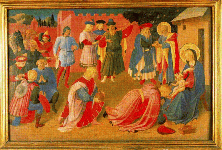 Pin, X V, Angelico, Fra, Tabernario de los lineos, detalle,  Pedrella, La Adoracin de los Magos, M. de San Marcos, Florencia, 1433