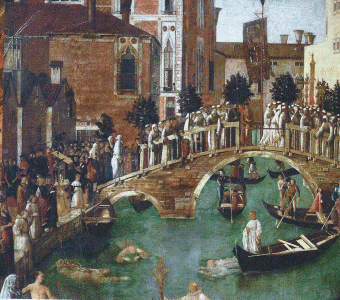 Pin, XV, Bellini, Gentile, El Milagro de la Santa Cuz, Galera de la Academia, Venecia