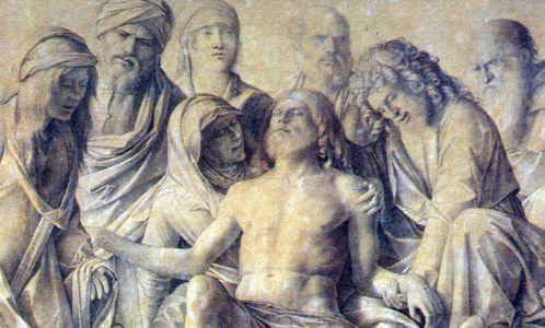 Pin, XV, Bellini, Giovanni, Lamentacin ante el Cuerpo de Cristo, Galeria Uffizi, Florencia, 1500
