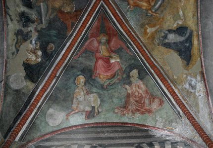 Pin, XV, Bezzoso, Michelino da, Simbolo del evangelista San Matero y Santos, Iglesia de SantEustaquio, Miln, 1440
