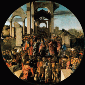 Pin, XV, Botticelli, Sandro, Adoracin de los Reyes, tondo, National Gallery, London, 1481-1482