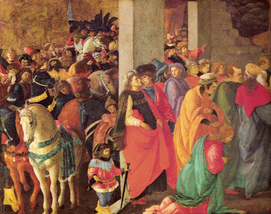 Pin, XV, Botticelli, Sandro, Adoracin de los Magos, detalle, National Gallery, London, 1472