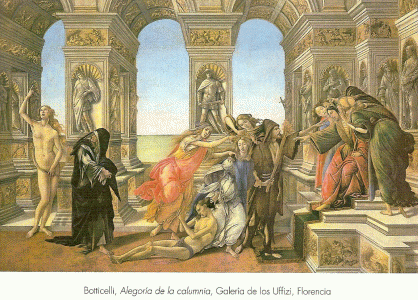 Pin, XV, Botticelli, Sandro, Alegora de la Calumnia, Galera de los Uffizi, Florencia, 1495