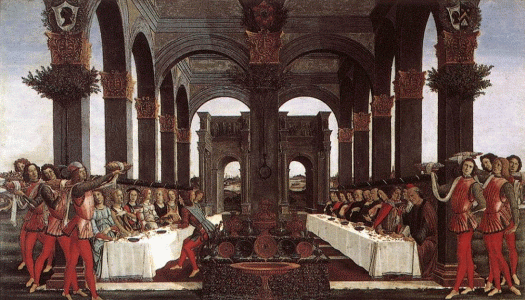 Pin, XV, Botticelli, Sandro, Historia de Nastagio degli Onesti, cuarto episodio, Palazzo Pucci, Florencia, 1482