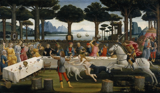 Pin, XV, Botticelli, Sandro, Historia de Nastagio degli Onesti, tercer episodio, M. del Prado, Madrid. 1482