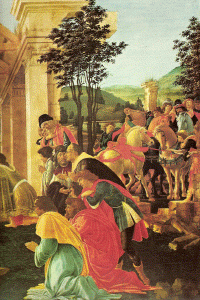 Pin, XV, Botticelli, Sandro, Adoracinde los Reyes, detalle, National Gallery of Wasingthon, USA