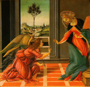 Pin, Bottiocelli, Sandro, La Anunciacin, Galleria degli Uffizi, Florencia, 1489