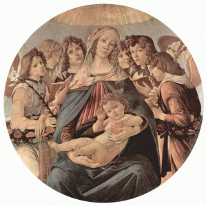 Pin, XV, Botticelli, Sandro, Virgen de la granada, tondo, Galleria Uffizi,Florencia, 1485-1487 