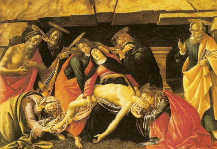 Pin, XV, Botticelli, Sandro, Llanto por la muerte de Cristo, Staatsgemal, Munich, 1490