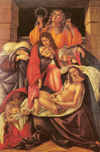 Pin, XV, Botticelli, Sandro, Llanto sobre el Cristo muerto, M. Poldi Pezzoli, Miln, 1495