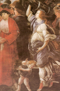 Pin, XV, Botticelli, Sandro, Tentacin de Cristo, detalle, Capilla Sixtina, Vaticano, 1481-1482