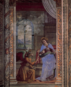 Pin, XV, Ghirlandaio, Domenico, La Anunciacin, Fresco, Iglesia de Santa Mara Novella, Florencia, 1486-1490
