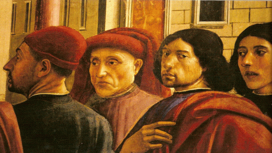 Pin, XV, Ghirlandaio, Domenico, fresco, detalle, Iglesia de Santa Mara Novella, Florencia