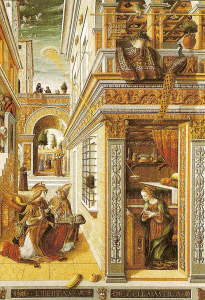 Pin, XVI, Crivelli, Carlo, Anunciacin y Mara con San Emidio, National Gallery, London, 1486