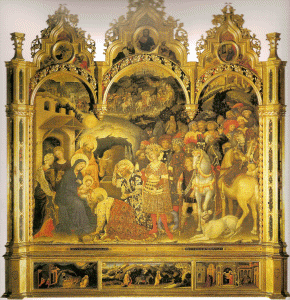 Pin, XV, Gentile da Fabriano, Adoracin de los Magos, Trptico, Galleria degli Uffizi, Florencia, 1423