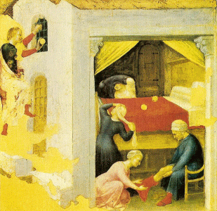 Pin, XV, Gentile da Fabriano, San Nicols y la bolas de oro, Pinacoteca Vaticana, 1425