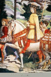 Pin, XV, Gozzoli, Benozzo, Lorenzo de Mdici, Cabalgata de los Reyes Magos, detalle, Palacio Mdici-Ricardi, Florencia, 1459-1461
