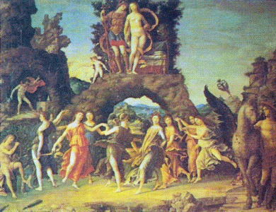 Pin, XV, Mantegna, Andrea, El Parnaso: Apolo y las musas, M. Louvre, Pars, 1497