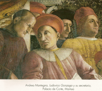 Pin, XV, Mantegna, Andrea, Cmara de los esposos, detalle,  Ludovico Gonzaga y secretario, Palacio ducal, Mantua, 1465-1474