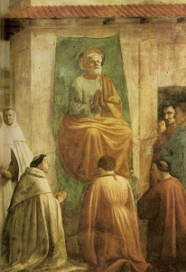 Pin, XV, Masaccio, Tommaso, Adoracin de San Pedro en la ctedra, Capilla Brancacci, Florencia, 1424