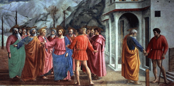 Pin, XV, Masaccio, Tommaso, El tributo de la Moneda, Capilla Brancacci, Florencia, 1426-1427