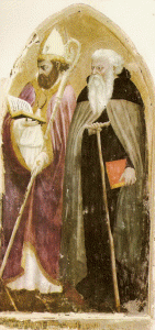 Pin, XV, Masaccio, Tommaso, Nuestra Seora con Nio, San Bartolom Blas Juvenal y San Antonio Abad, detalle, 1422