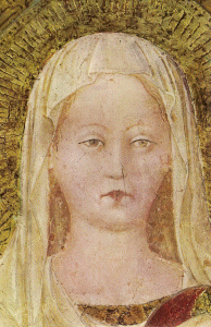 Pin, XV, Masaccio, Tommaso, Madonna con Nio, San Miguel y San Juan Bautista, detalle, 1420
