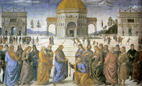 Pin, XV, Perugino, Pietro, Entrega de las llaves a San Pedro, Capilla Sixtina, Vaticano, 1481