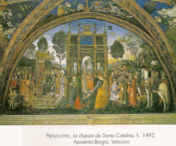 Pin, XV, Pinturrichio, La Disputa de Santa Catalina, Aposento Borgia, Vatinacano 1462