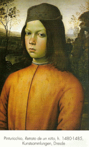 Pin, XV, Punturricchio, Retrato de nio, Kunsts, Dresde, 1480-1485