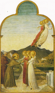 Pin, XV, Sasseta o Stefano di Giovanni da Cortona, Dosposorios msticos de San Francisco, Musee Conde, Chantilly, Francia, 1437-1444