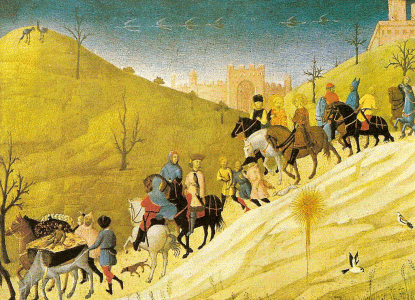 Pin, XV, Sasseta o Stefano di Giovanni de Cortona, Viaje de los Reyes Magos, Metropolitan Museum, N. York, USA, 14332-1436