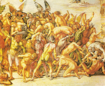 Pin, XV, Signorelli, Luca, Los condenados, detalle, Duomo, Capella de San Brizio, Orvieto, 1499-1508