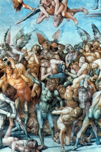 Pin, XV, Signorelli, Luca, Los condenados, detalle, Duomo, Capella de San Brozio, Orvieto, 1499-1508