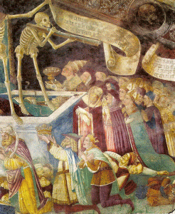 Pin, XV, Triunfo de la muerte, detalle, Iglesia de los Disciplinantes, Oratorio de San Bernardino, Clusone, Brgamo