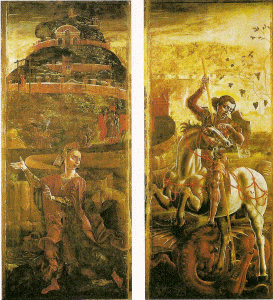 Pin, XV, Tura, Cosme, San Jorge lucha con el ladrn liberando a la princesa, M. del Duomo, Ferrara, 1470