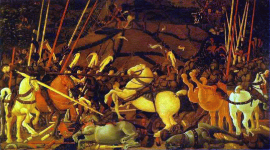 Pin, XV, Ucello, Paolo, Batalla de San Romano, detalle,  N. Gallery, London, 1438-1440