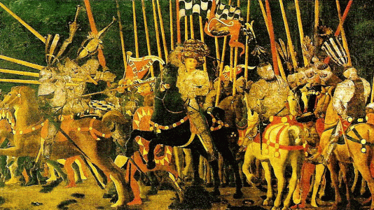 Pin, XV, Ucello, Paolo, Batalla de San Romano, detalle,  N. Gallery, London, 1438-1440