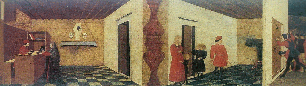 Pin, XV, Ucello, Paolo, Milagro del la Profanacin de la Hostia, Gallera Nacional de las Marcas, Palacio de Urbino, 1467-1468